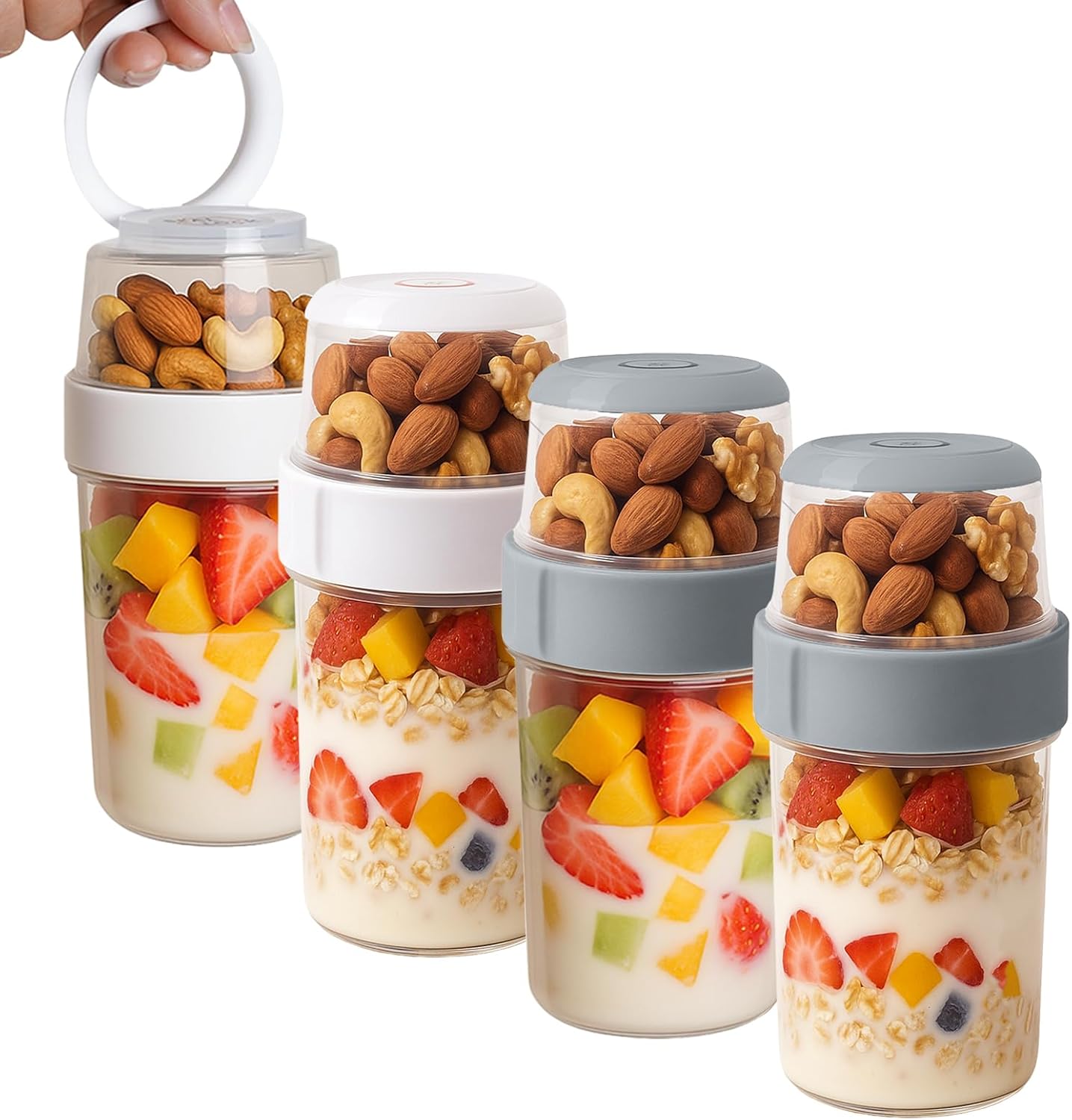 Vasos parfait reutilizables con tapa y cuchara 2 capas