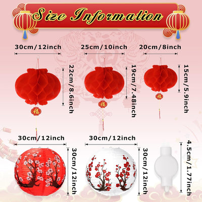 30 Faroles rojos con luz LED flor cerezo decoración hogar