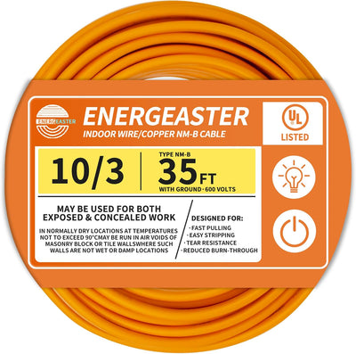 Cable cobre puro NM-B 10/3 35pies 10AWG 3 conductores naranja