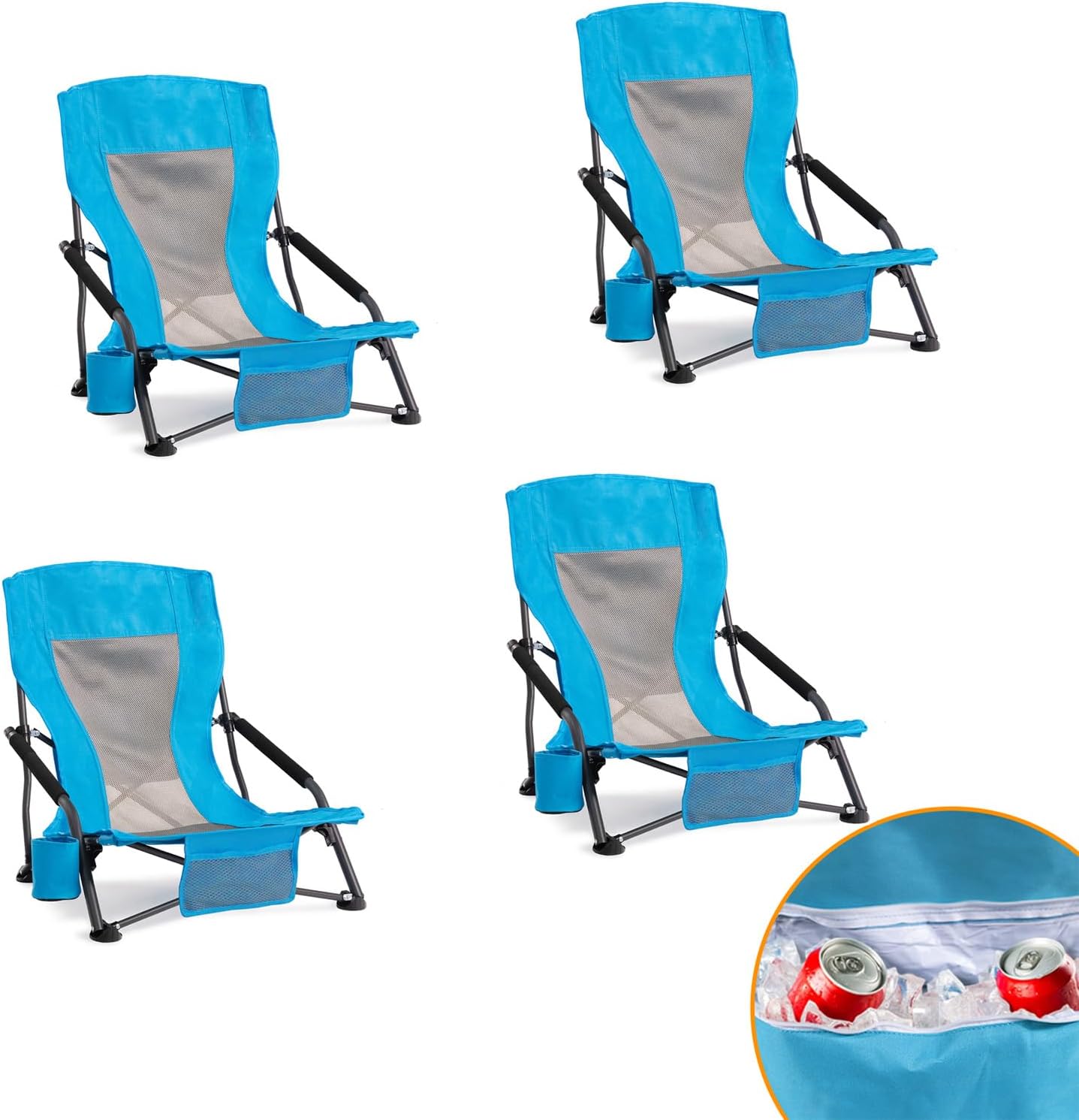 Silla playa plegable con bolsa enfriadora 4 pzas respaldo