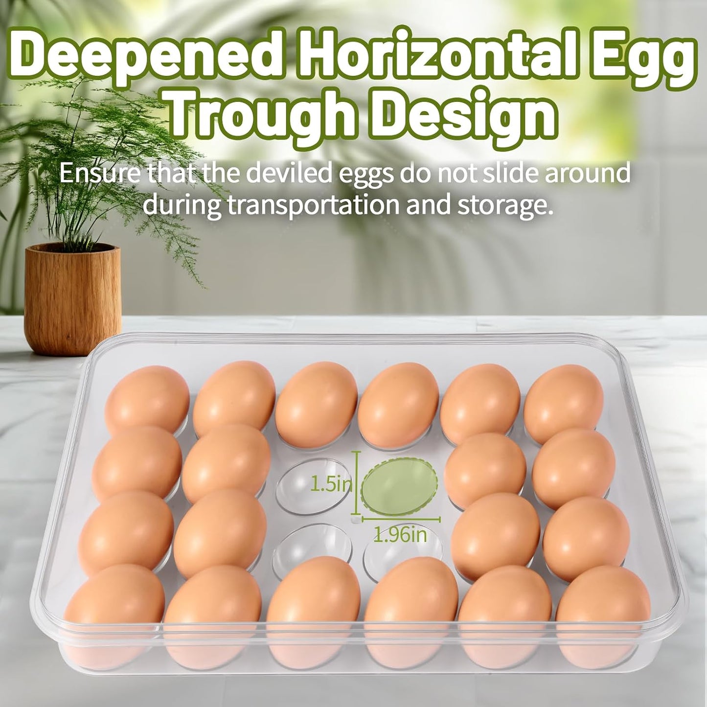 Recipientes huevos 2 Pzas plástico transparente 48 huevos apilable