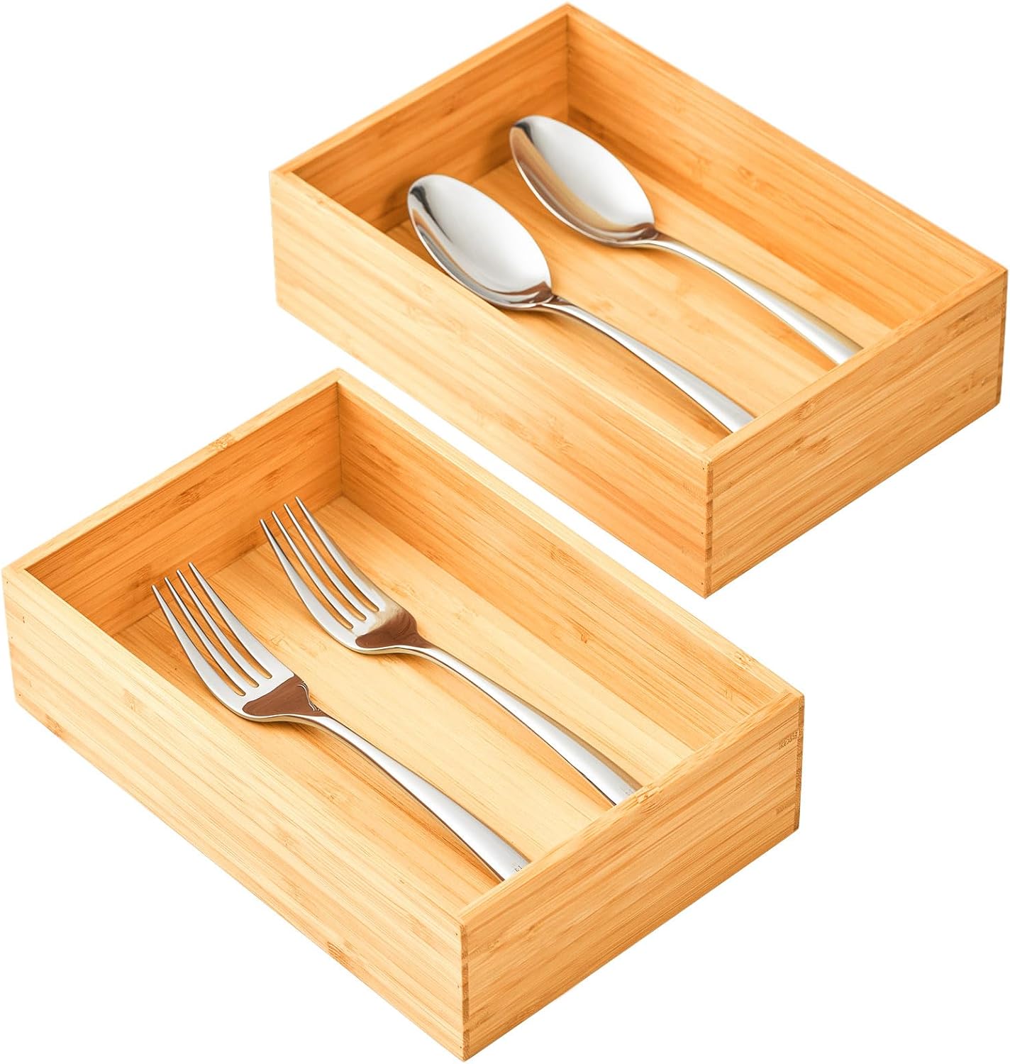 Organiz. cajones bambú bandeja cubiertos 9x6" set 2