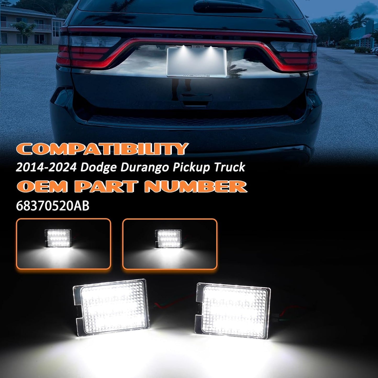 Luz matrícula LED comp Dodge Durango 14-24 6000K blanco 2uds