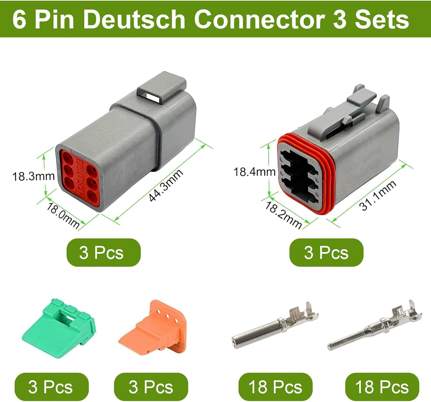 Kit conectores Deutsch 6 pines impermeables para auto RV