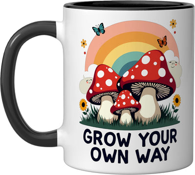 Taza Cerámica Cazador de Hongos Morel Negro/Blanco