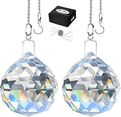 2 Colgantes Prisma Cristal Arco Iris para Ventanas Feng Shui