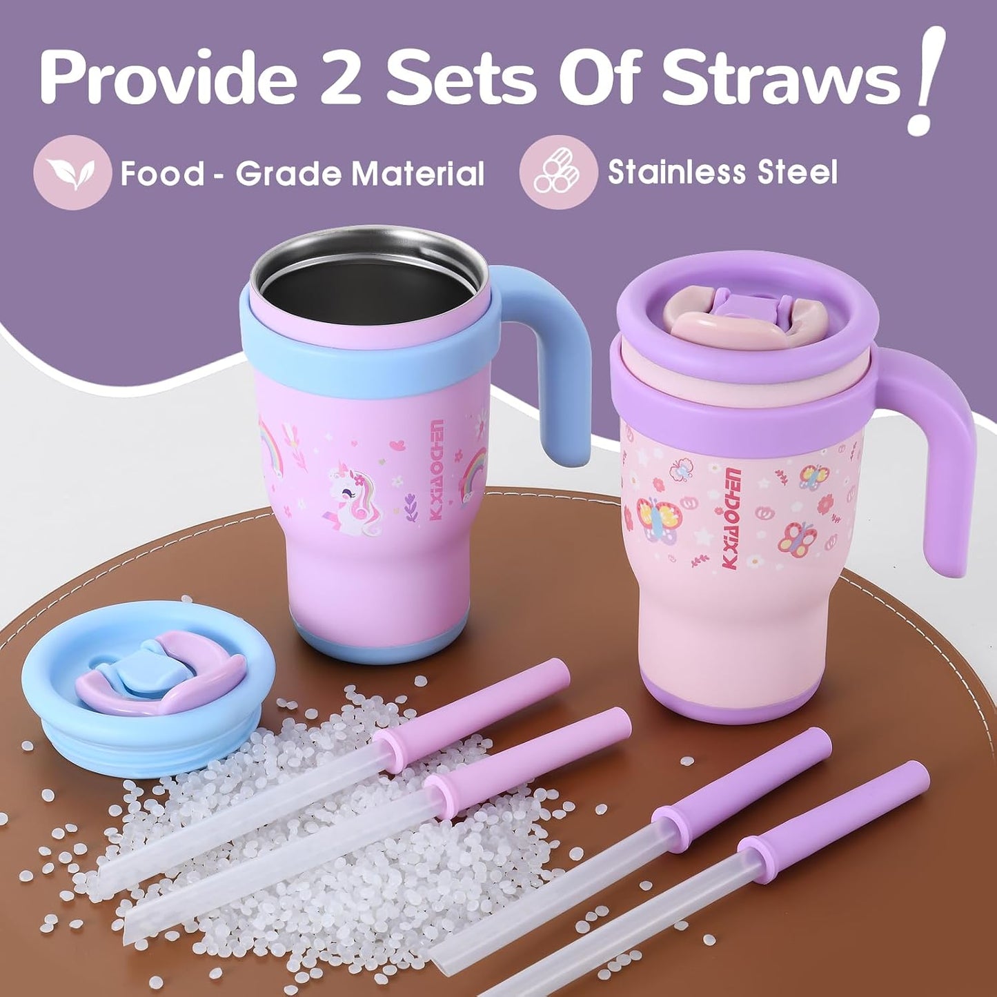 Vaso niños 14oz a prueba derrames acero inox unicornio