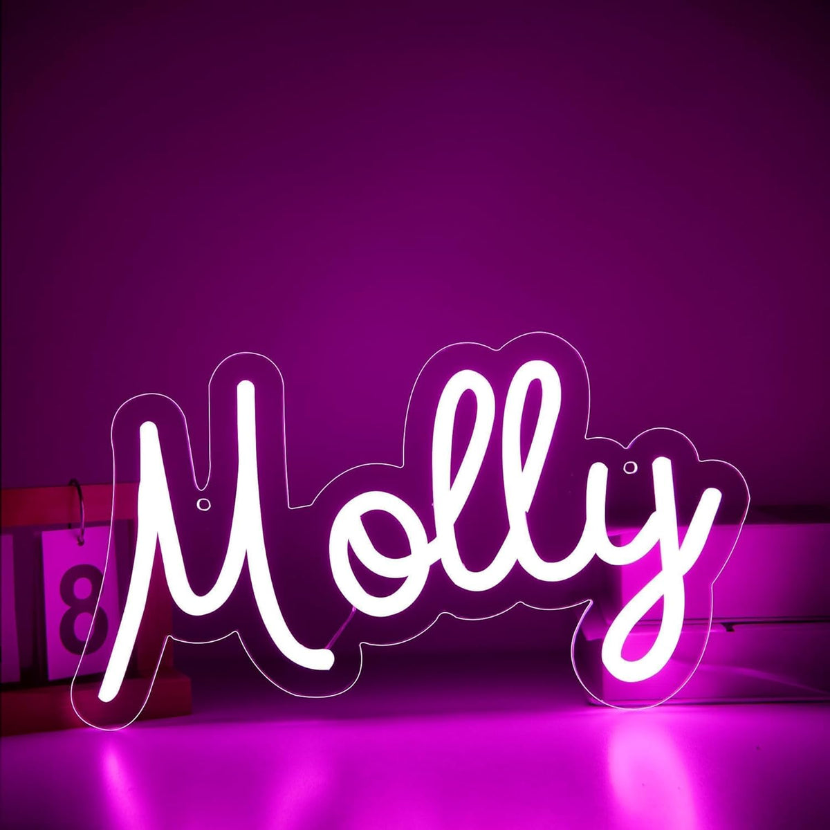 Letrero neón LED nombre Molly para dormitorio niños