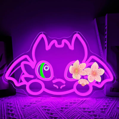 Letrero neón dragón negro LED para dormitorio y fiestas