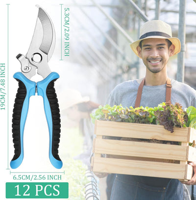 12 Tijeras Podar Jardinería 7.5pulg Azul