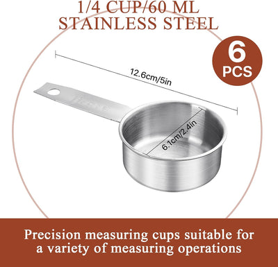 6 Tazas Medidoras Acero Inox Grabadas para Cocina