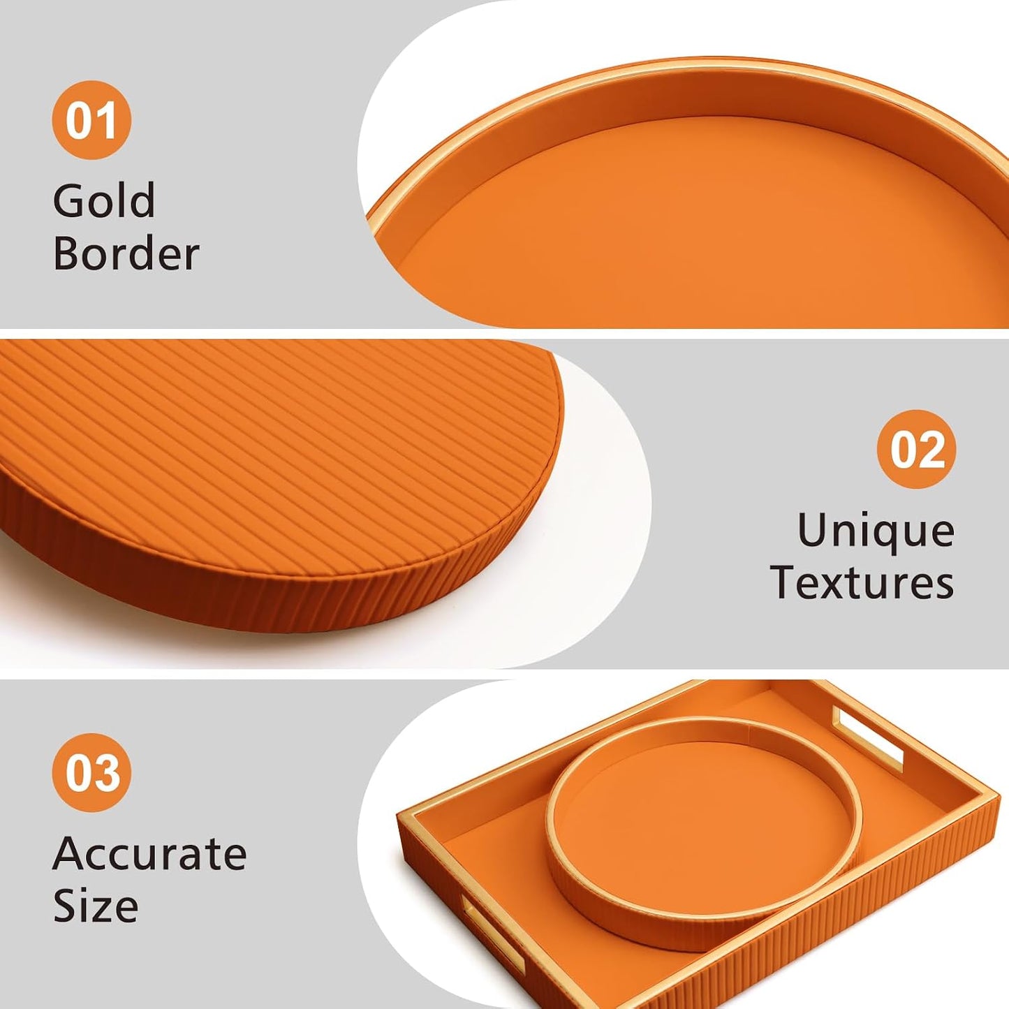 Organiz. escritorio bandeja cuero circular naranja