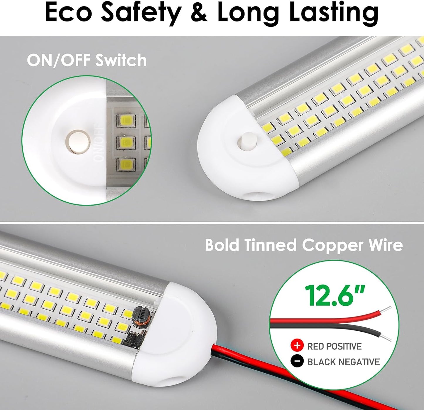 Tira luces LED 12V 120 ledes con interruptor caravana