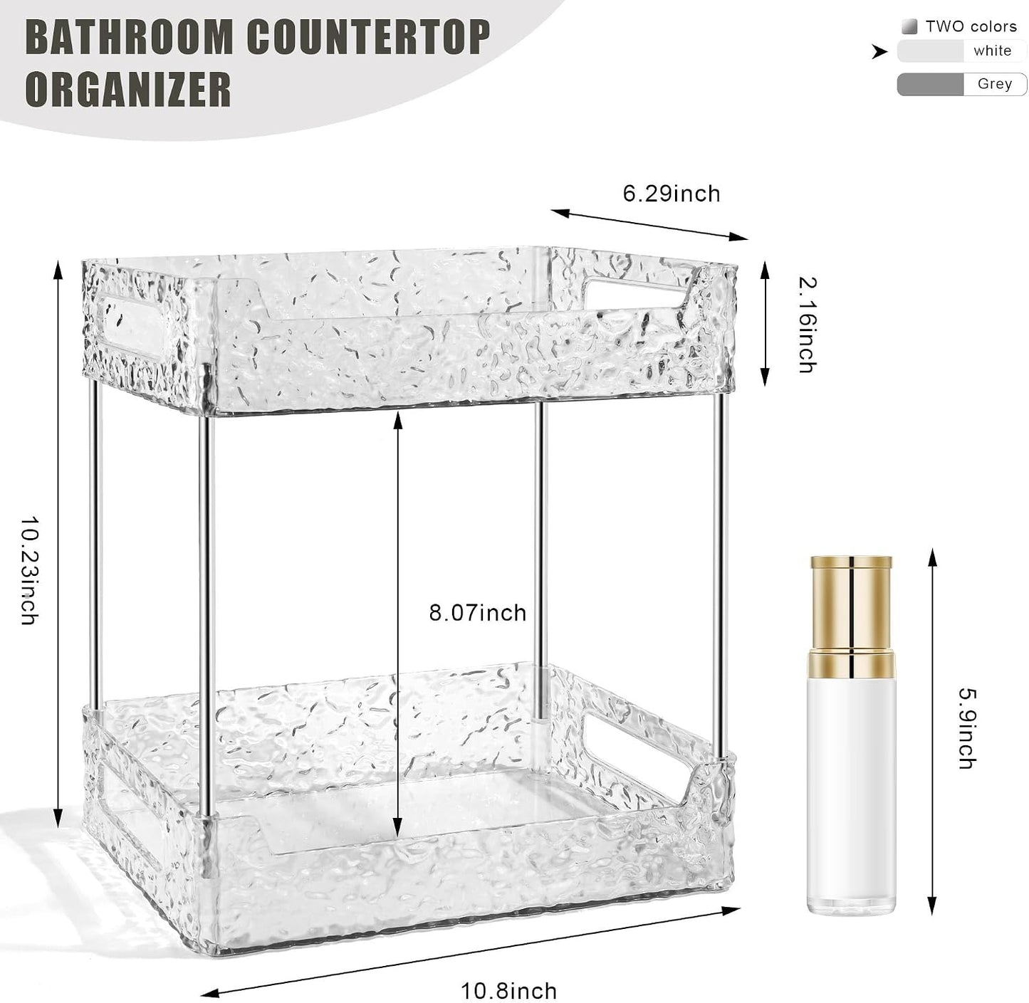 Organiz. encimera baño 2 niveles para maquillaje y perfumes