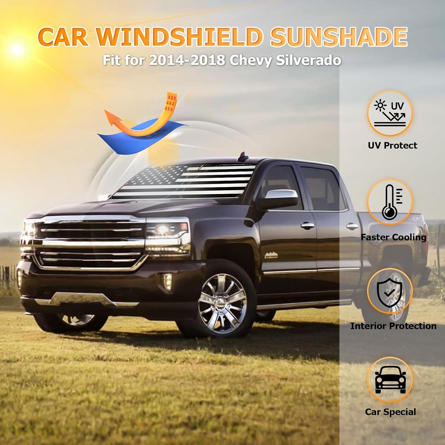 Parasol plegable para Chevy Silverado 2014-18 UV