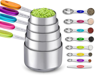 Set 13 Tazas y Cucharas Magnéticas Acero Inox 571