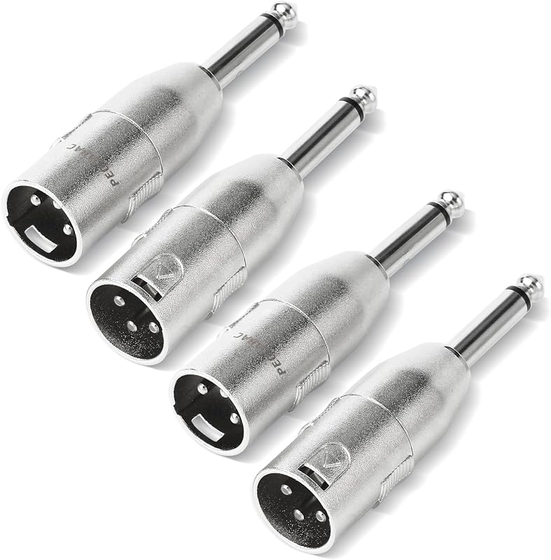 4 Adaptadores XLR macho a TRS 1/4 pulg plateado
