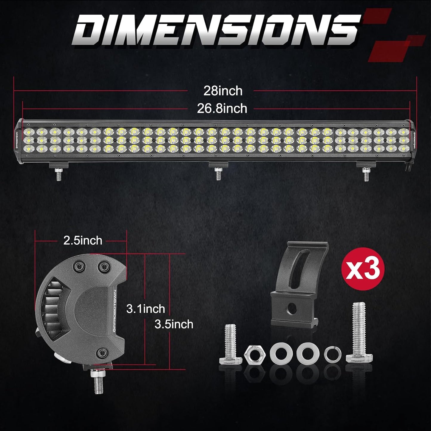 Barra LED 30pulg 270W triple fila luz conducción todoterreno
