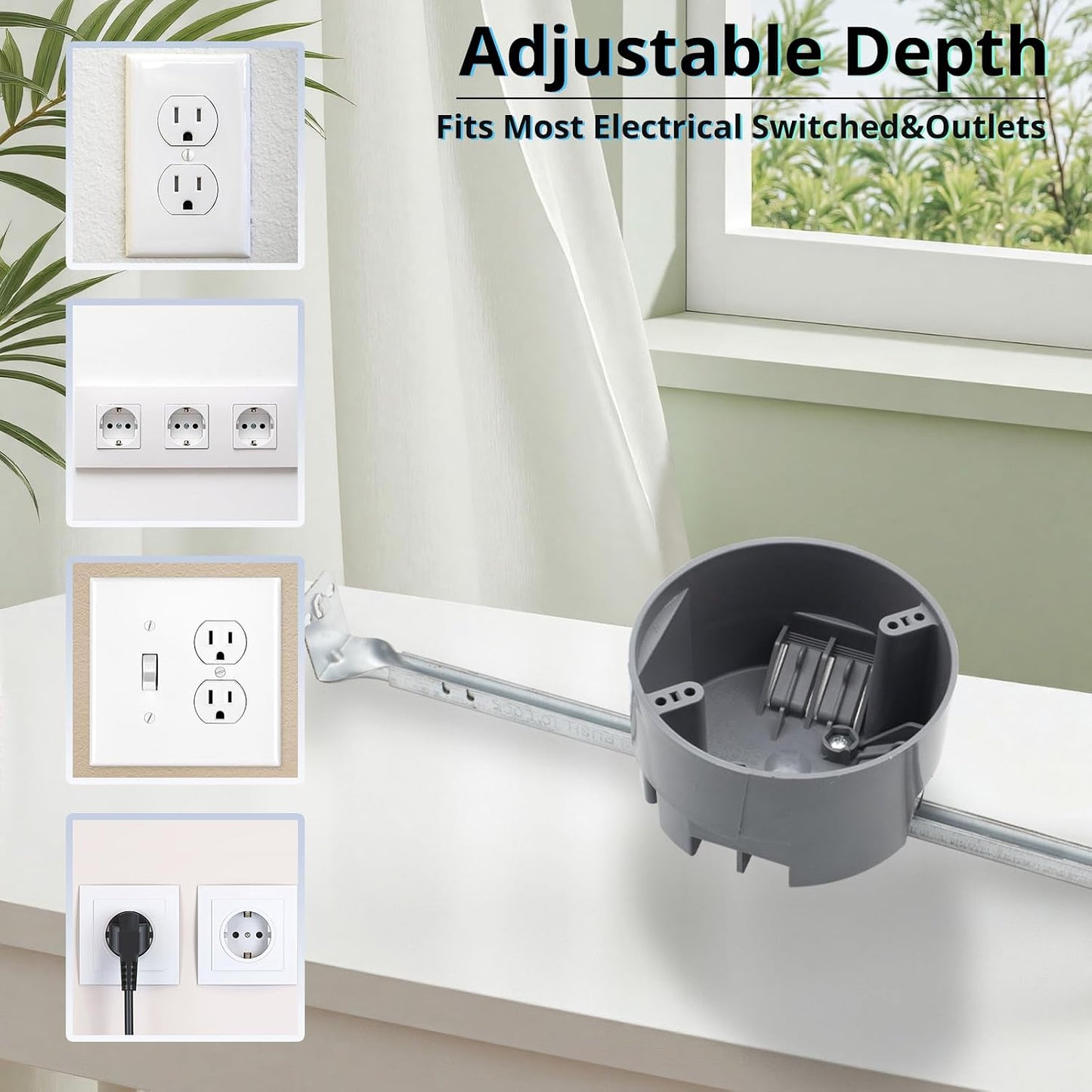 Caja eléctrica techo redondo PVC 4pulg ajustable 20pulg3 gris ETL