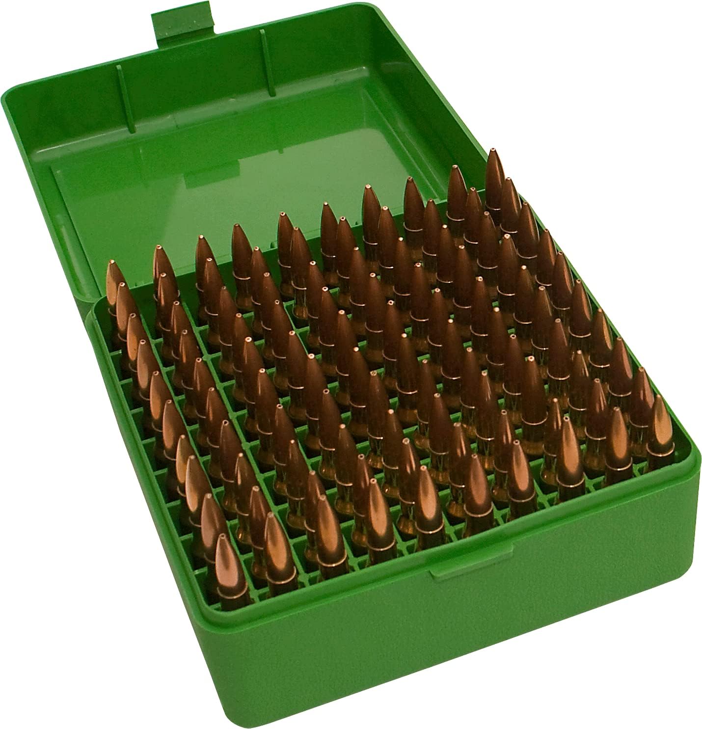 Caja mediana municiones rifle 100 cartuchos verde 3.05pulg