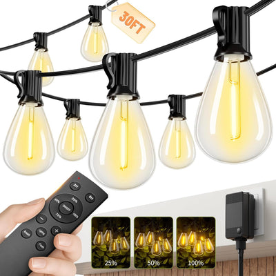 Tira luces LED exterior 30ft control remoto 101 bombillas S11