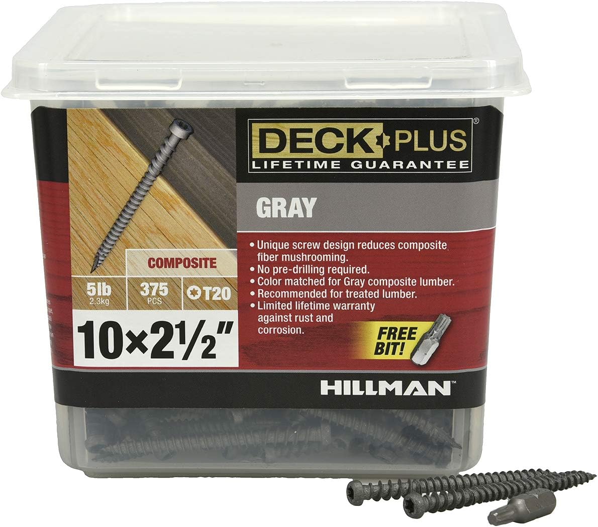 Tornillos cubierta Star-Drive gris #10x2-1/2
