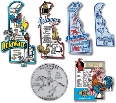Set 6 imanes estatales Delaware recuerdos coleccionables