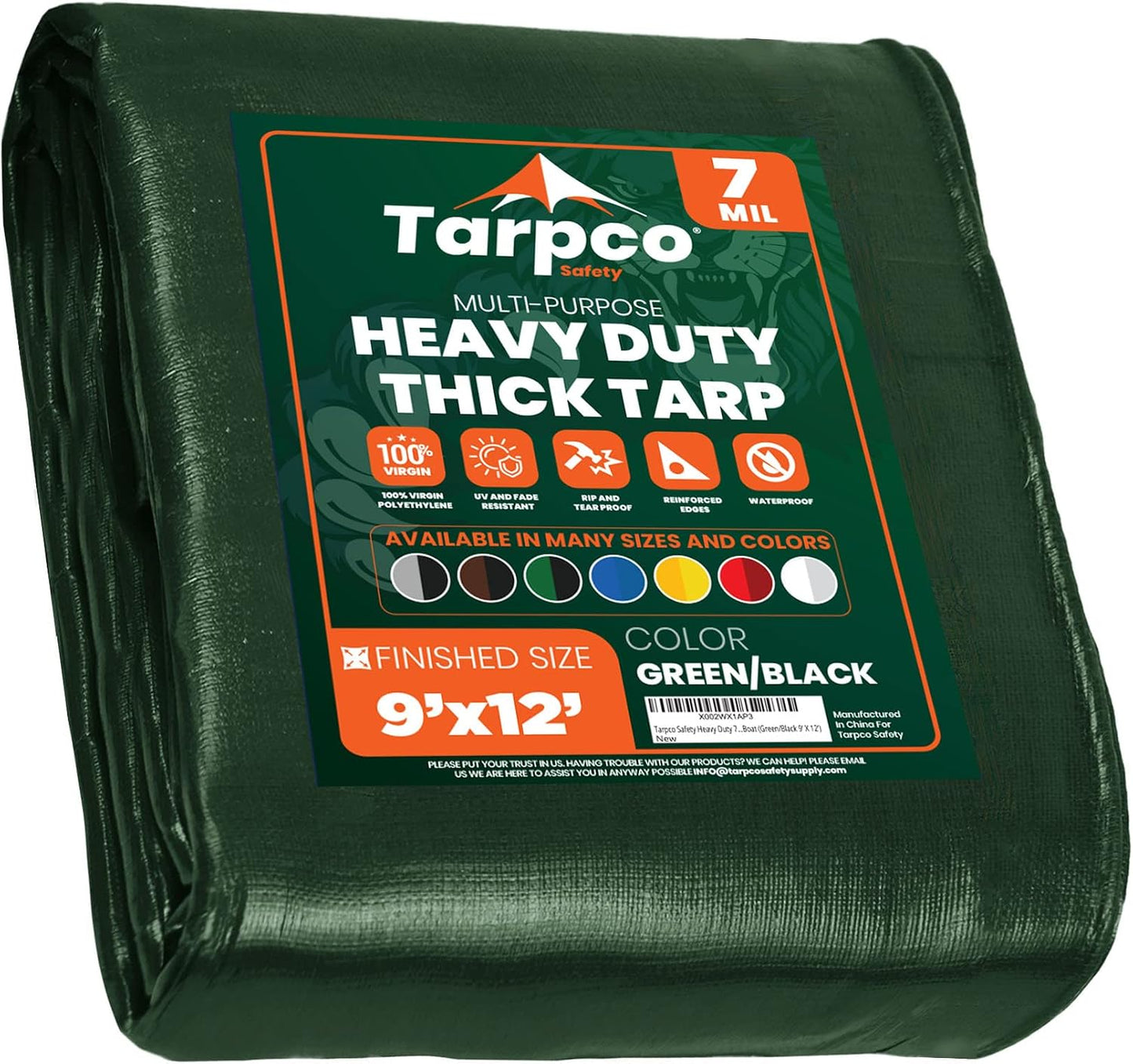 Lona polietileno 7mm impermeable UV 9x12ft verde/negro