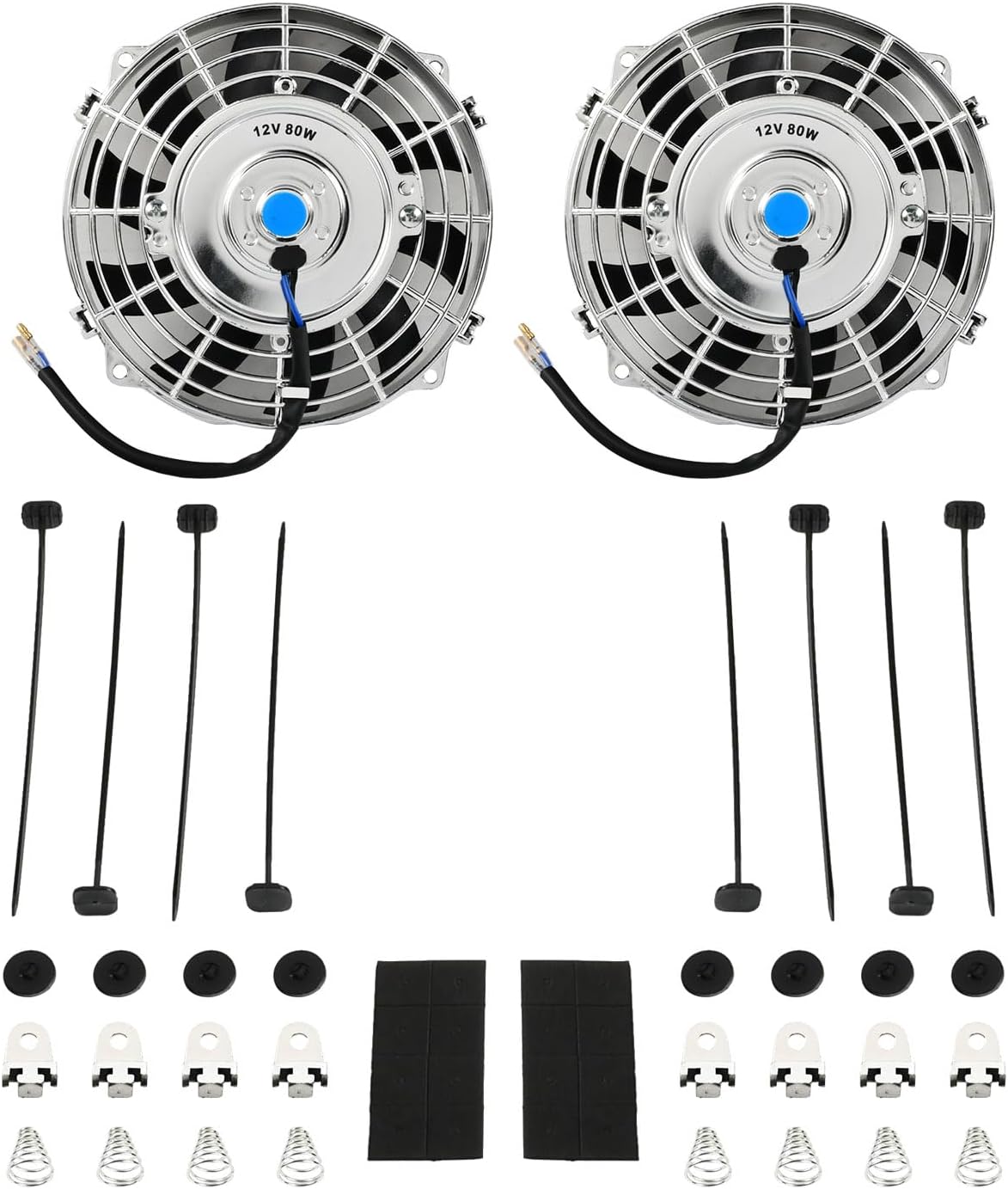 Ventilador 7" 12V 80W cromado set 2