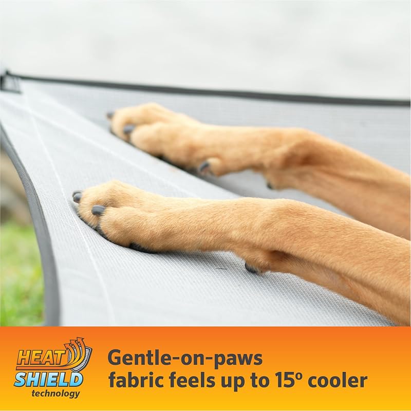 Cama elevada perros portátil con tela heatshield y funda