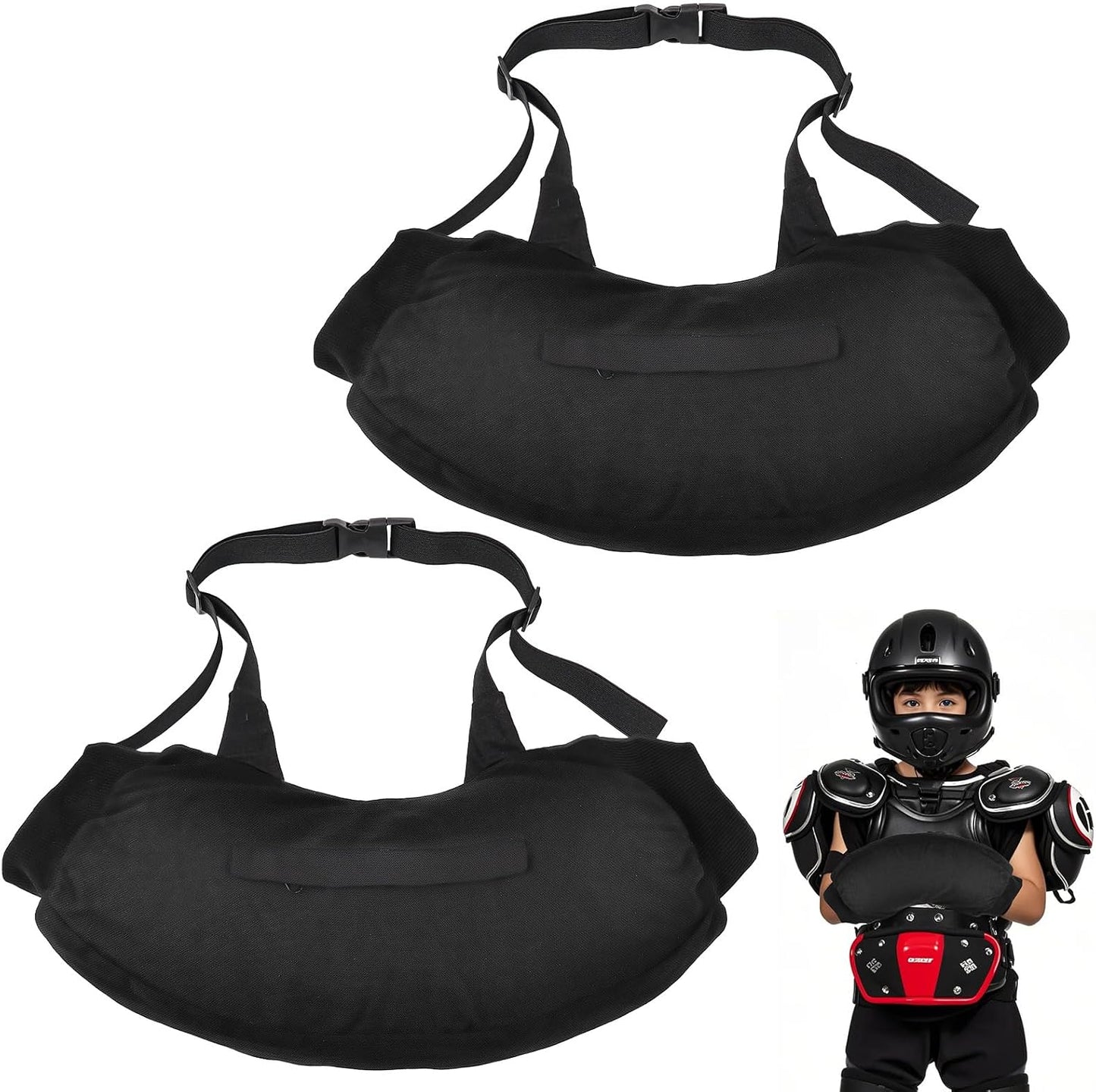 2 Pzas Manoplas Negras con Bolsillo Correa Ajustable