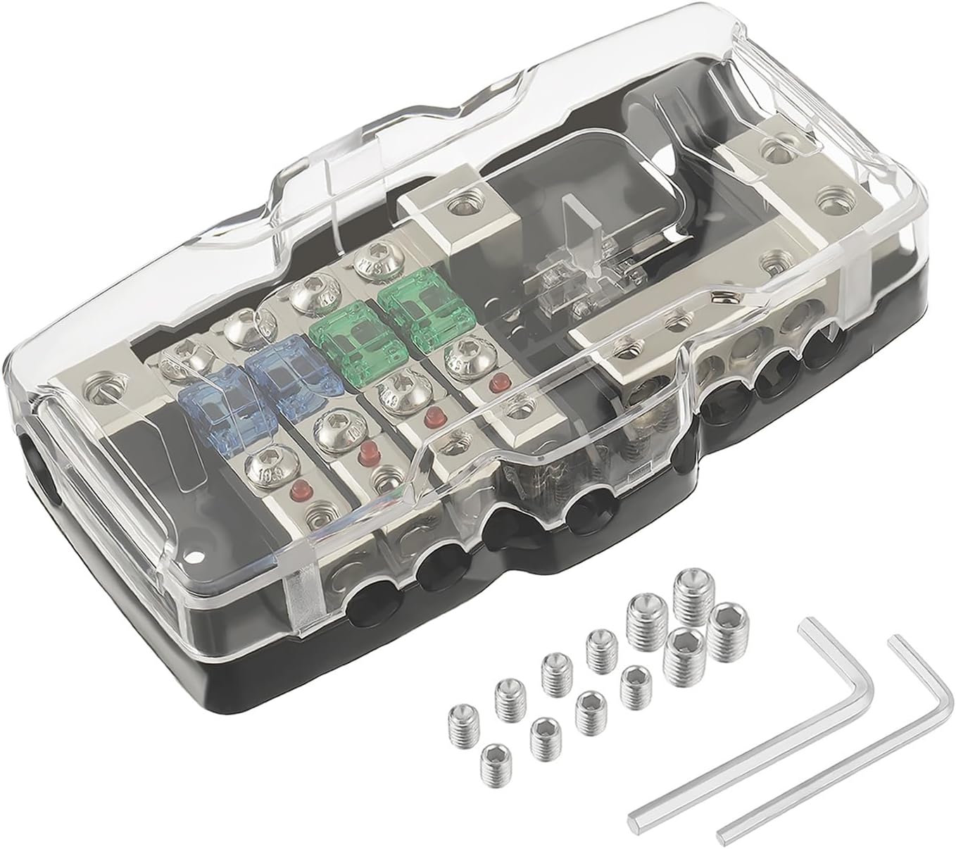 Bloque distribución audio auto con portafusibles MIDI 4 vías