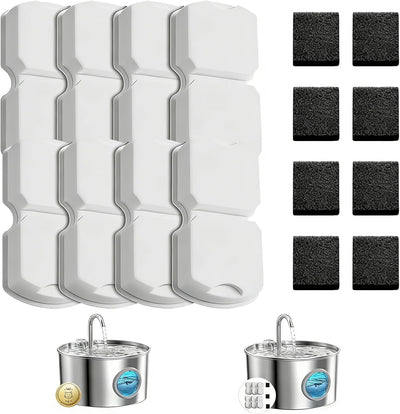 Filtros de fuente de agua para mascotas, 16 piezas incluye 8 de carbono y 8 de espuma