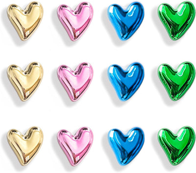 12 Pzas Imanes Corazón Nevera 4 Colores 0.83pulg