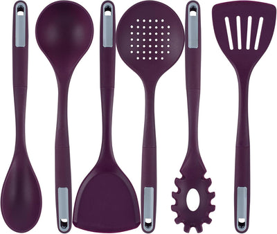 Set 6 Utensilios Silicona Púrpura Met Lux Alta Tolerancia