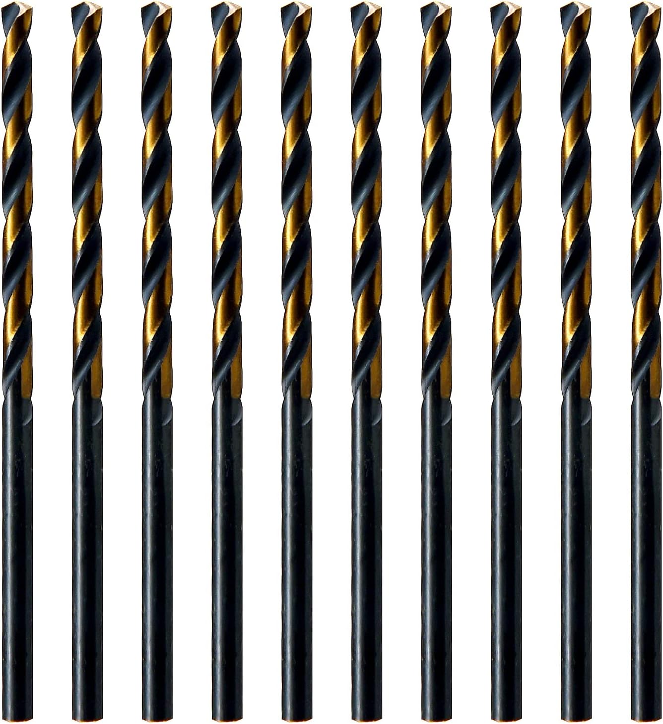 10 Brocas HSS M2 Negro y Bronce Vástago Recto