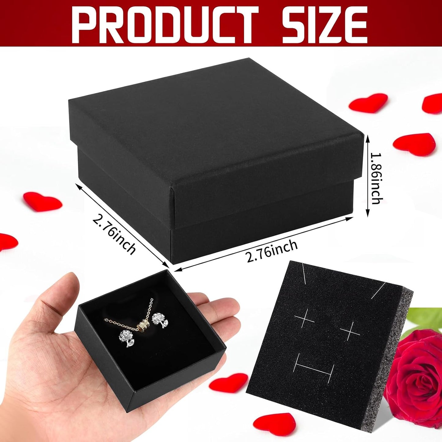 24 Cajas Regalo Joyas Almacenamiento Negro