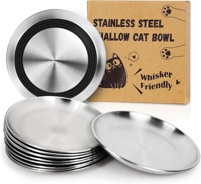 Platos gatos acero inox antideslizantes 13oz 10pulg