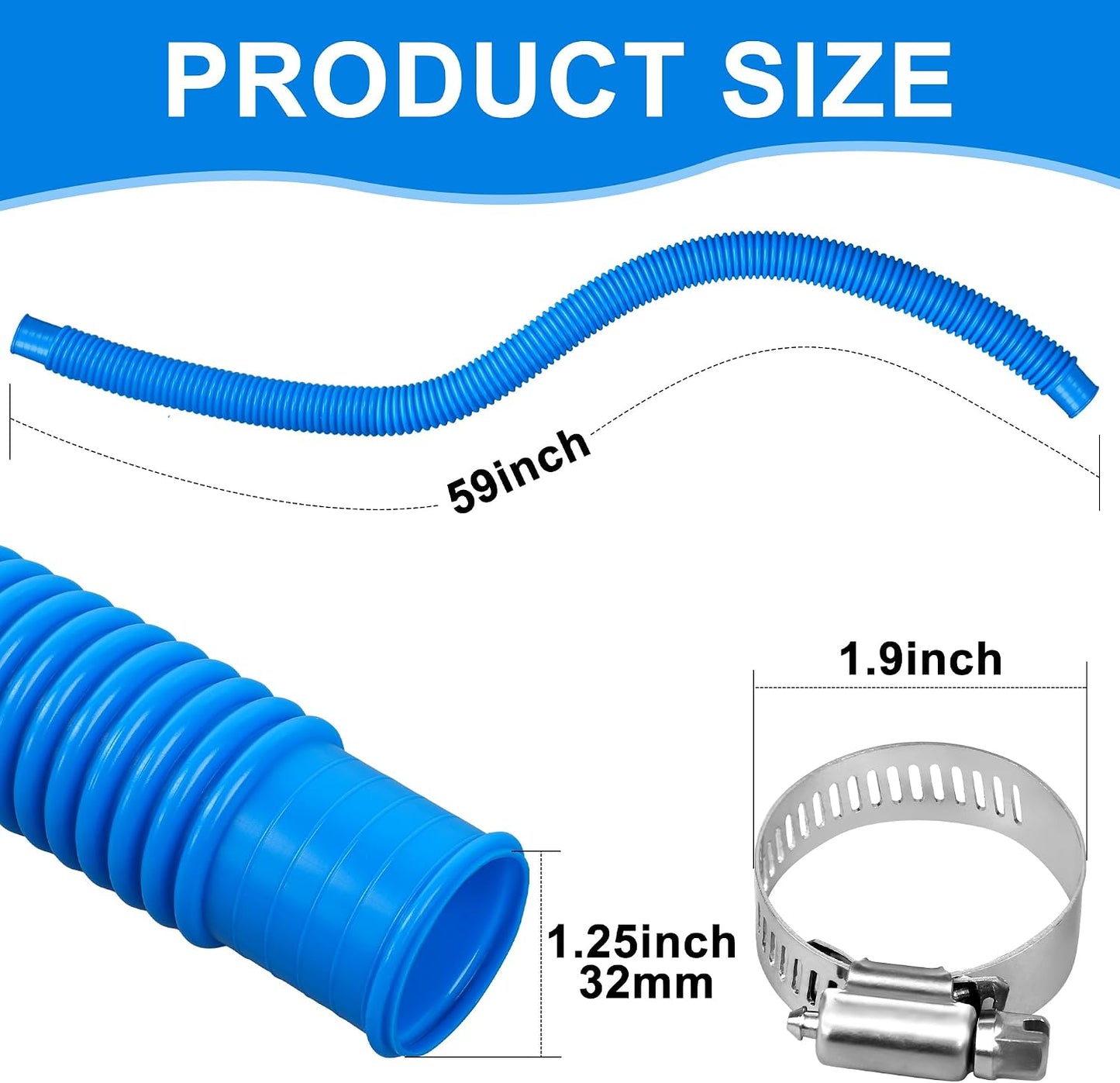 4 Mangueras Piscina Suelo 1.25x59pulg Repuesto Bomba Filtro