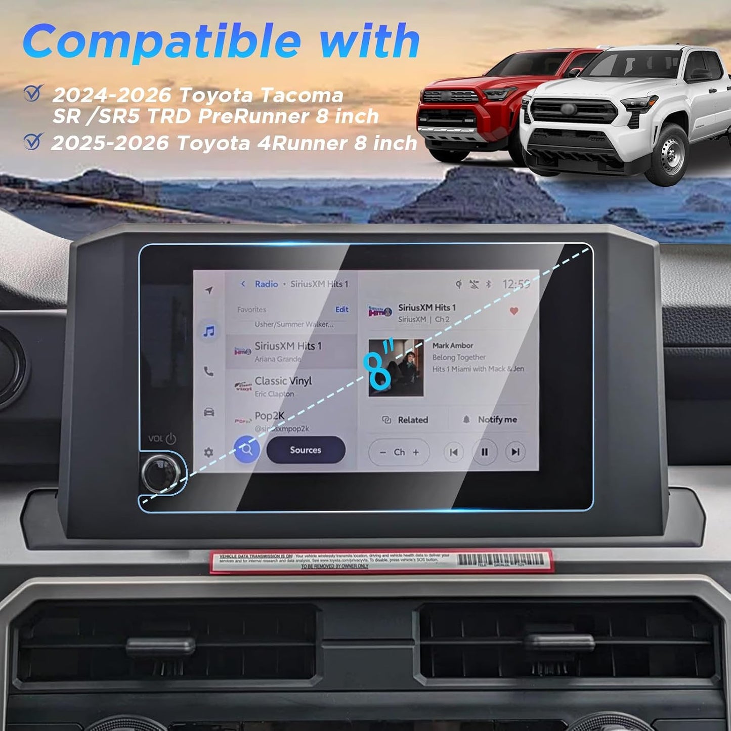 Protector pantalla Toyota Tacoma 4Runner 25-26 vidrio