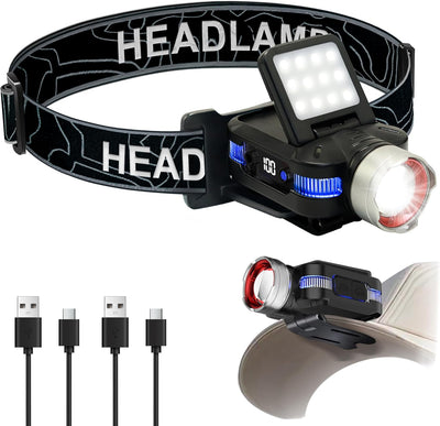 Luces clip casco 800 lúmenes LED recargables 180° ajustables
