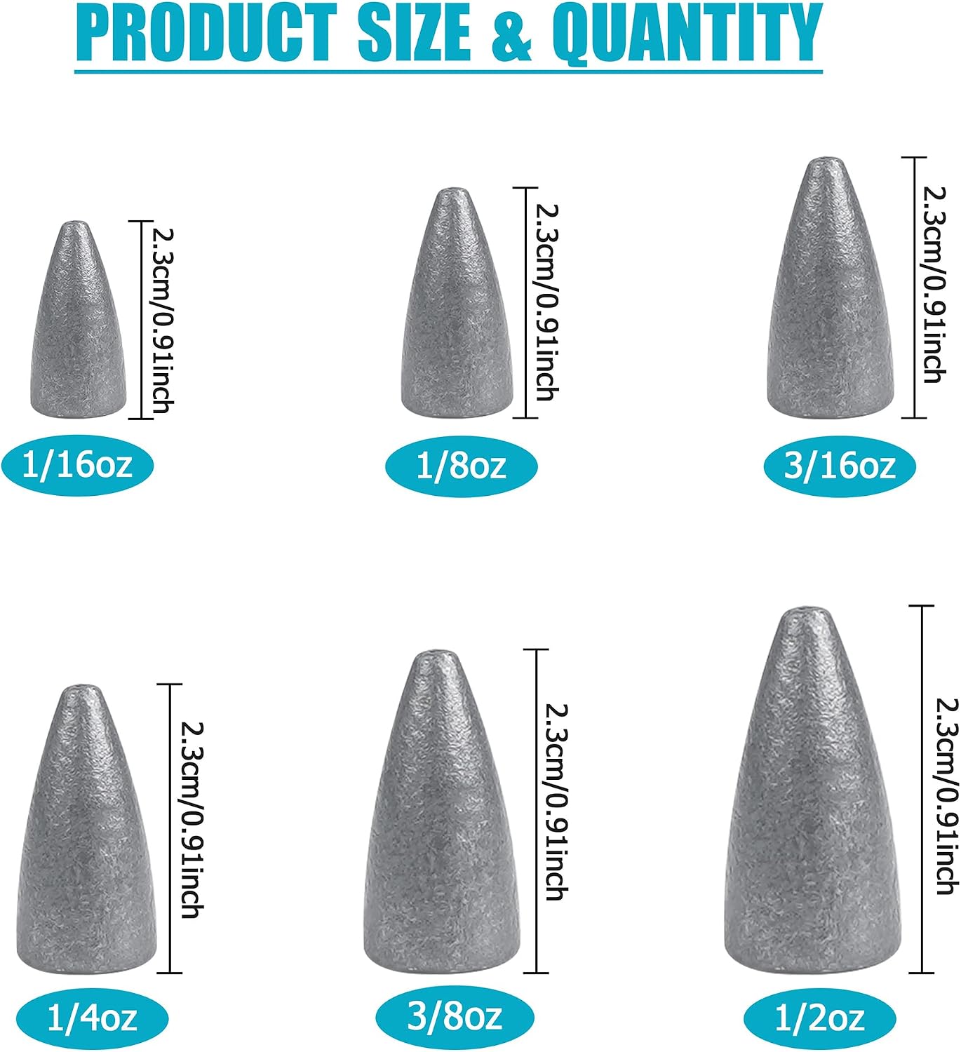 Plomos pesca con bala 1/16-1/2 oz varios tamaños