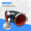 Acoplador codo manguera silicona 3.5" ID 80 PSI reforzado