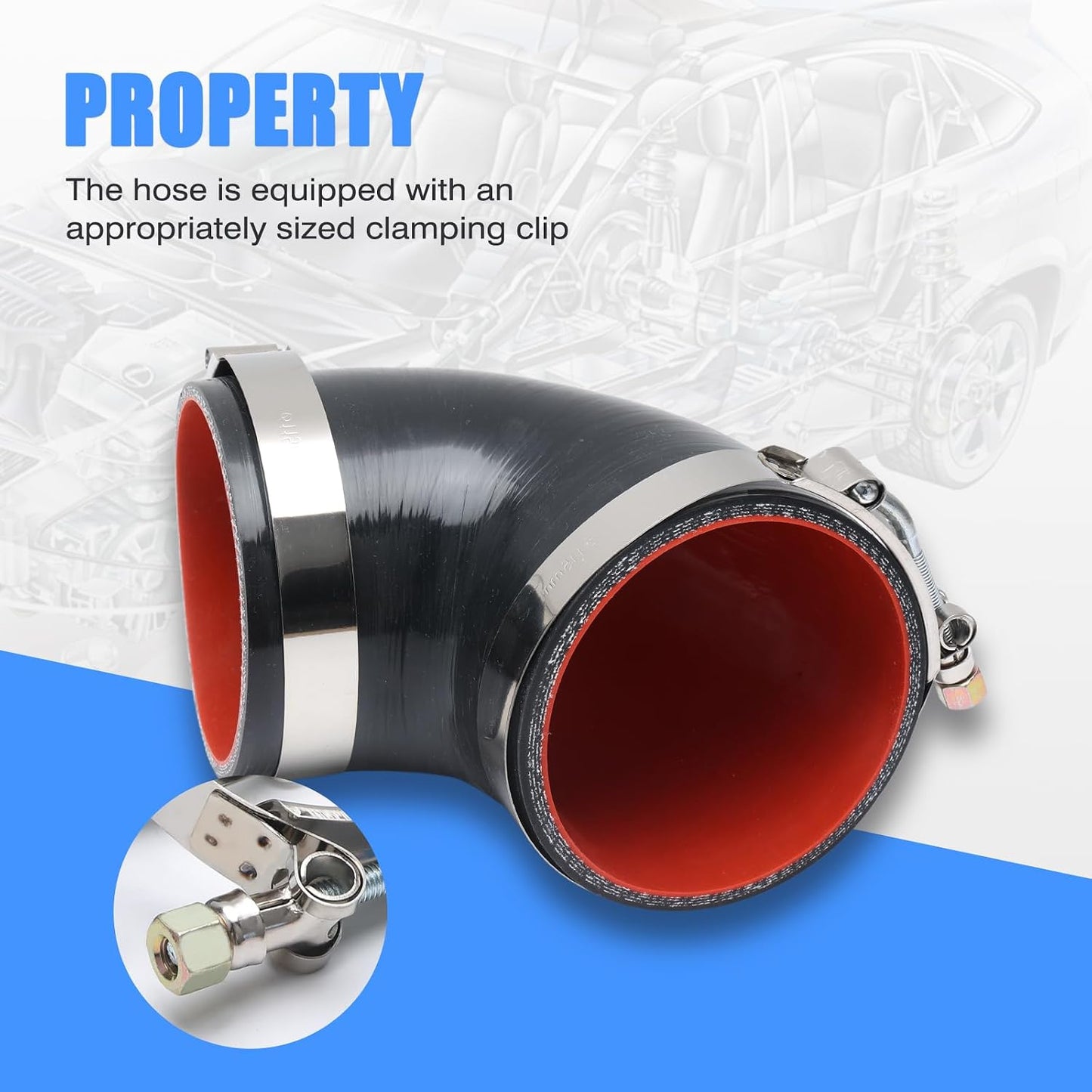 Acoplador codo manguera silicona 3.5" ID 80 PSI reforzado