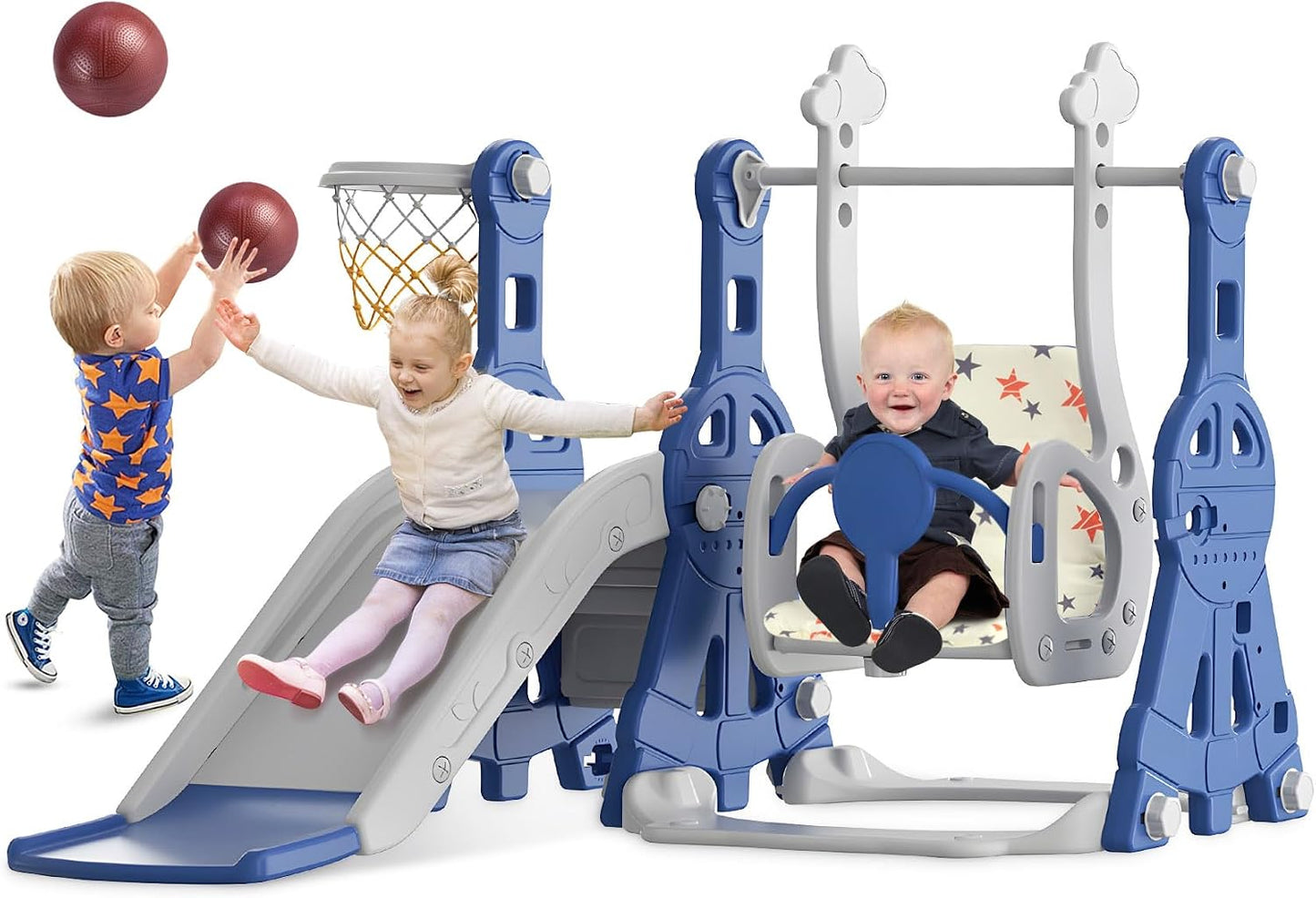 Set Tobogán y Columpio 4en1 para Niños 1-2 Años Azul