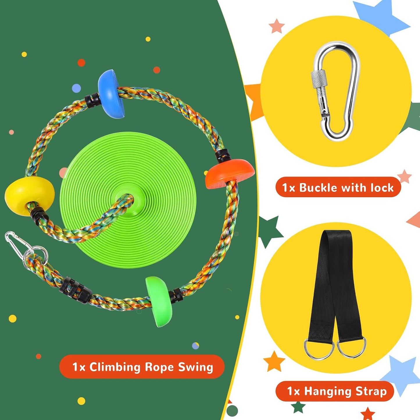 Columpio árbol niños cuerda escalada con correa y mosquetones