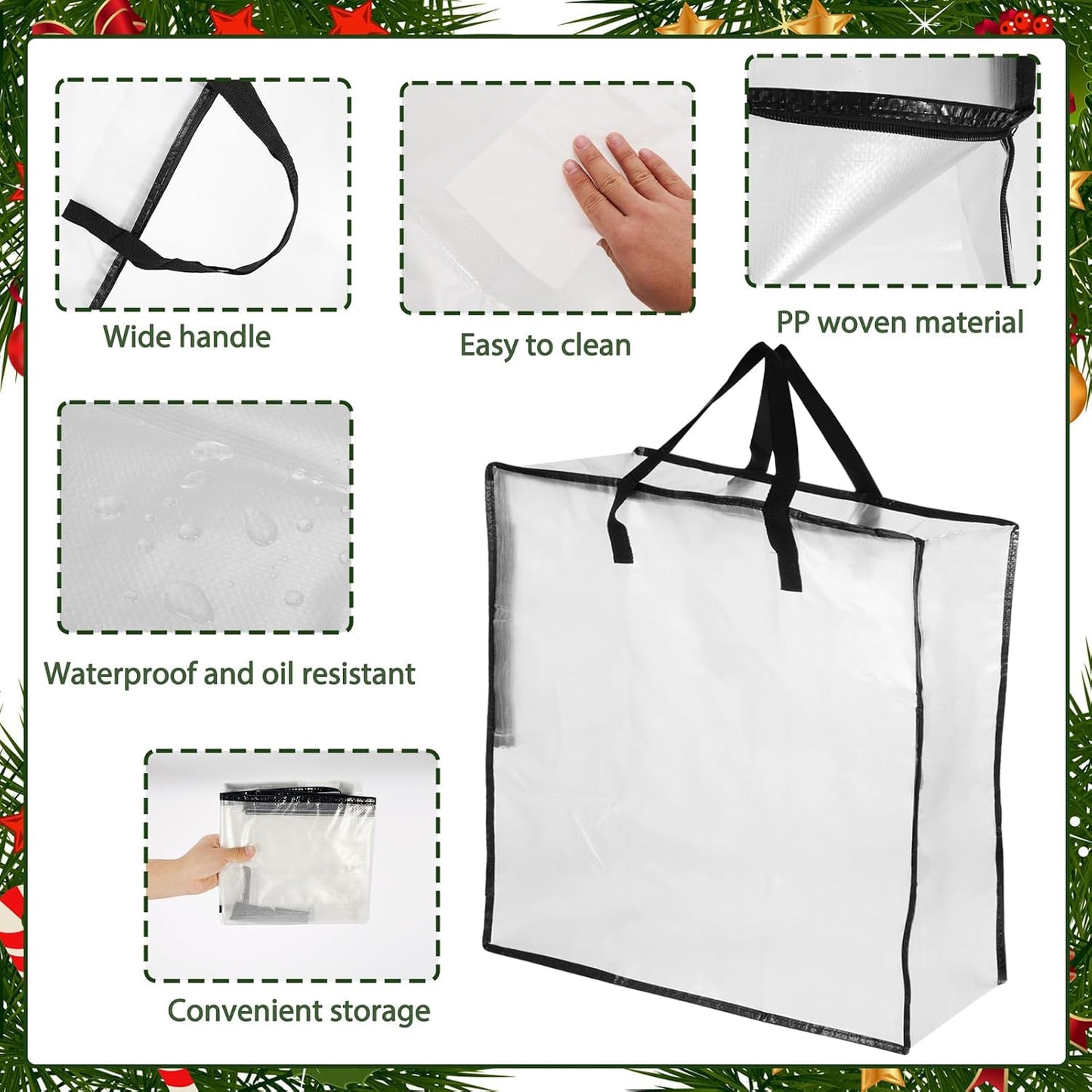 5 Pzas Contenedor Plástico 26" Almacenamiento Navidad