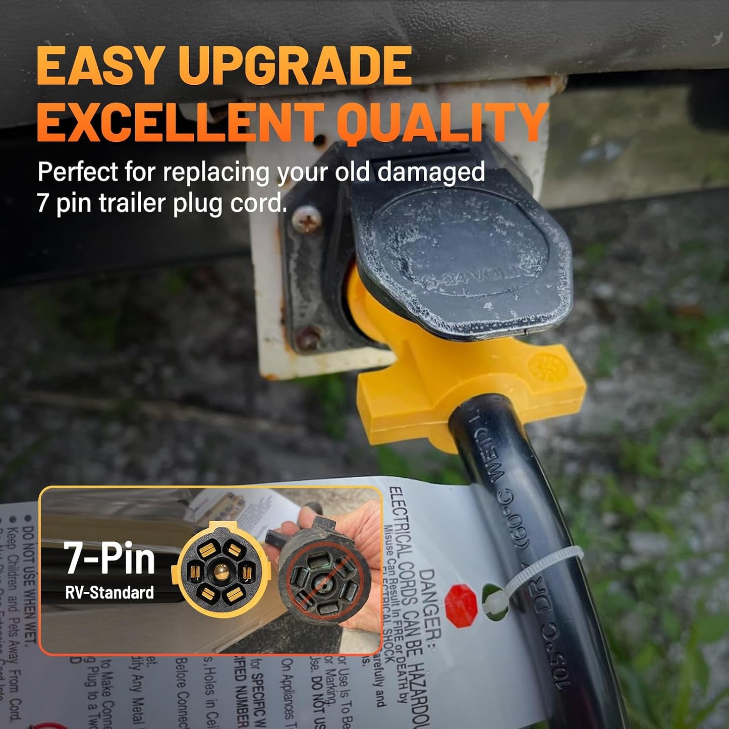 Arnés 7 pines 4ft para RV con conector 7 vías precableado