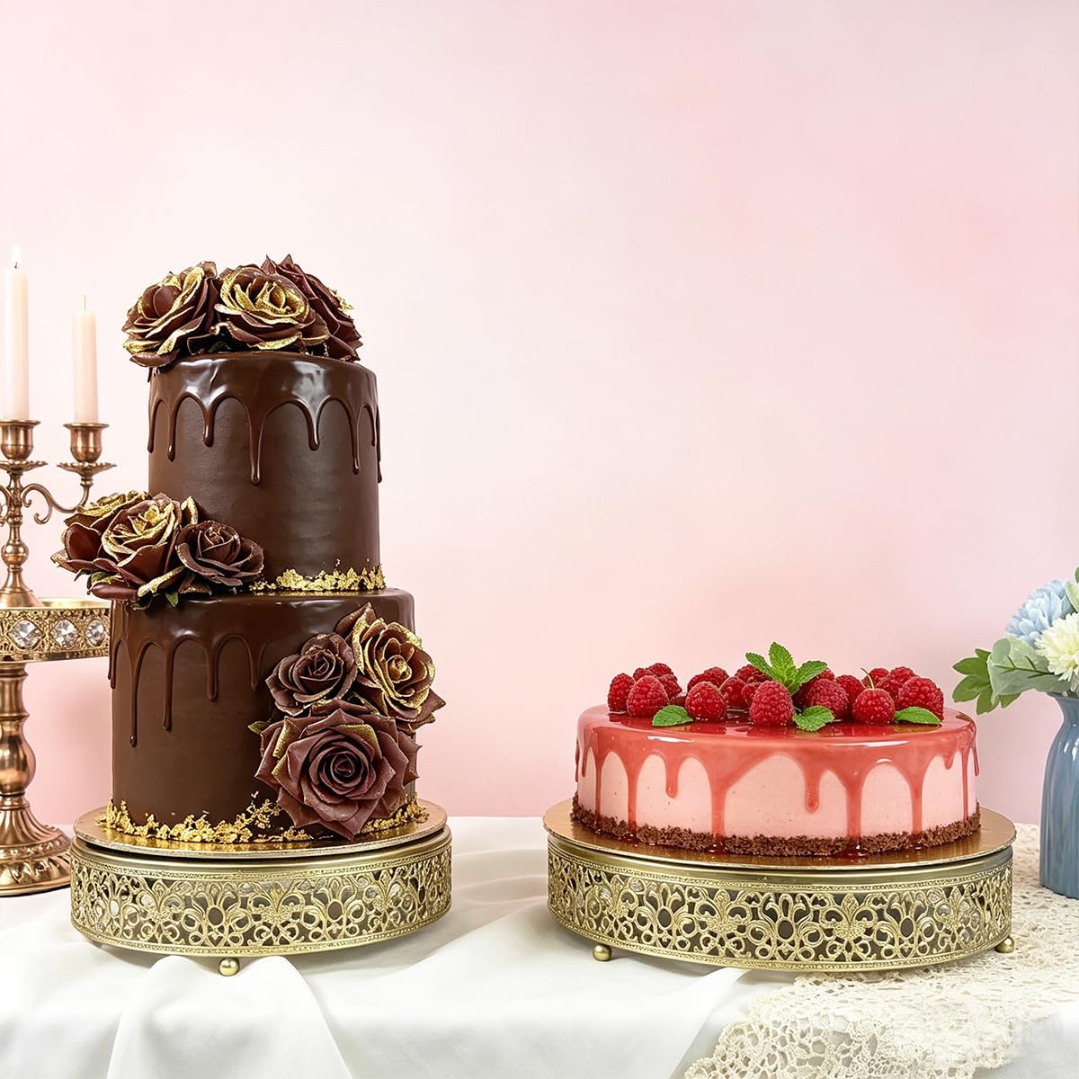 3 Pzas Soportes Metal para Cupcakes Dorado