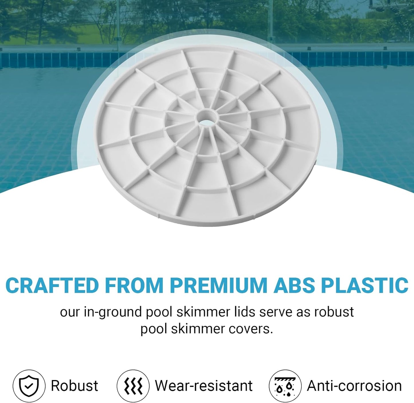 2 Pzas Tapa desnatador piscina 9pulg reemplazo 9 1/8pulg blanco